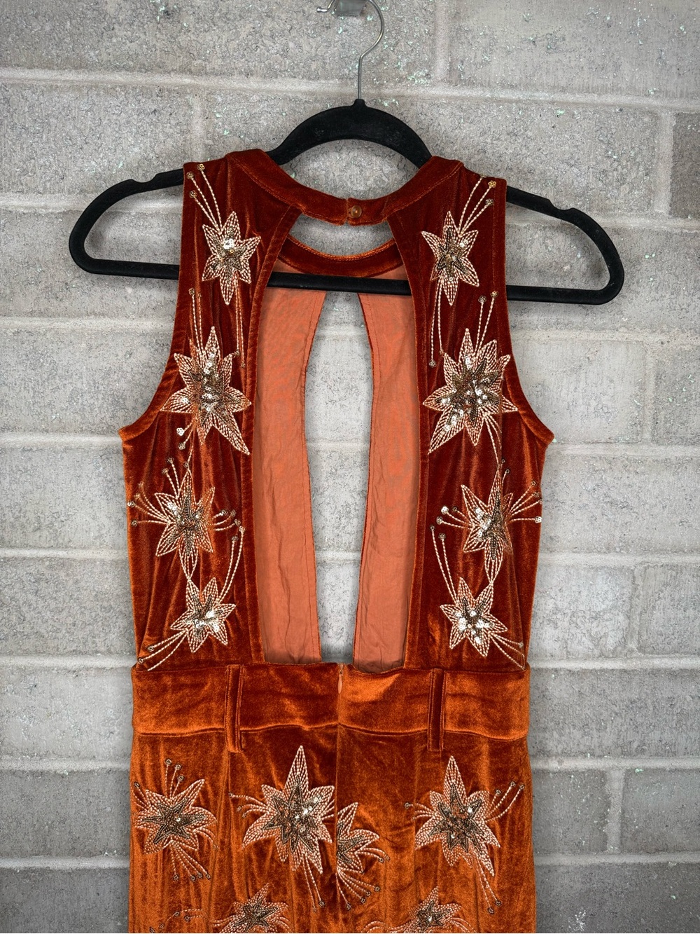 Lenni Velvet Star Embellished Jumpsuit Festival Concert Statement Outfit M - Picture 10 of 12